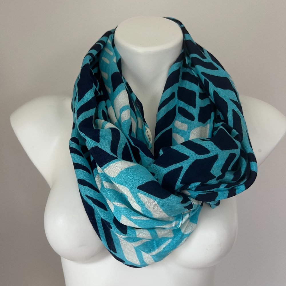 Blue Printed Infinity Scarf